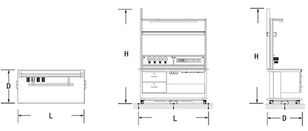 Puesto de trabajo para laboratorio con bastidor tipo C