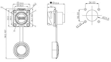 Conector HDMI para panel de servicio